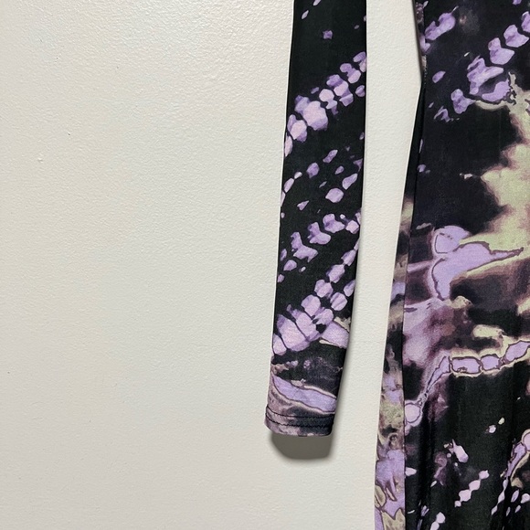 Daisy Street Long Sleeve Bodycon Maxi Dress – Women’s Small Black Purple Tie-Dye - Picture 8 of 8